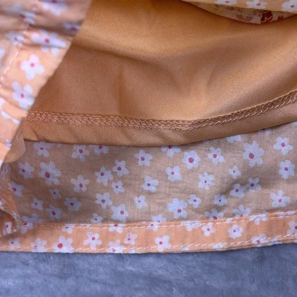 NWT American Eagle Women Shorts S Orange Floral Patchwork Smocked Waist 7195-800 - Picture 9 of 11